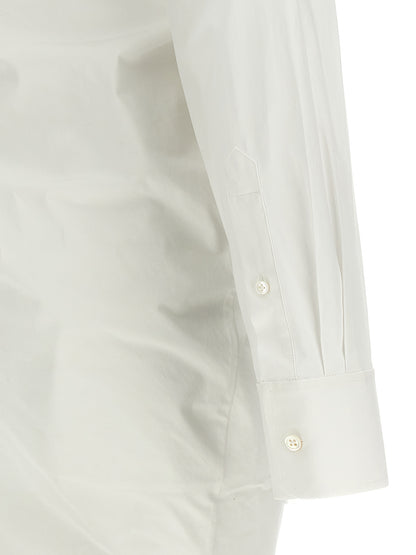 Dress by Alexander Wang for women in stretch cotton white features a dramatic silhouette, showcasing an elegant and that flows into a dramatic short mini.