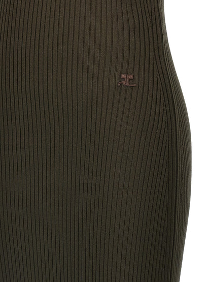 Dress by Courrèges for women in polyester & viscose brown features an cute silhouette, detailed with a and that elegantly flows into a cute long.