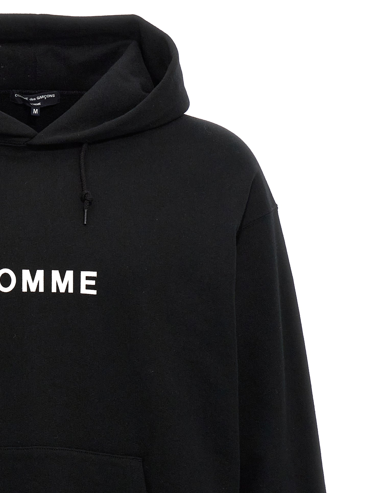 Sweatshirt Hoodie by Comme Des Garçons for men in cotton black, signature & print features a edgy silhouette, detailed with a edgy hooded neckline and for a refined finish.