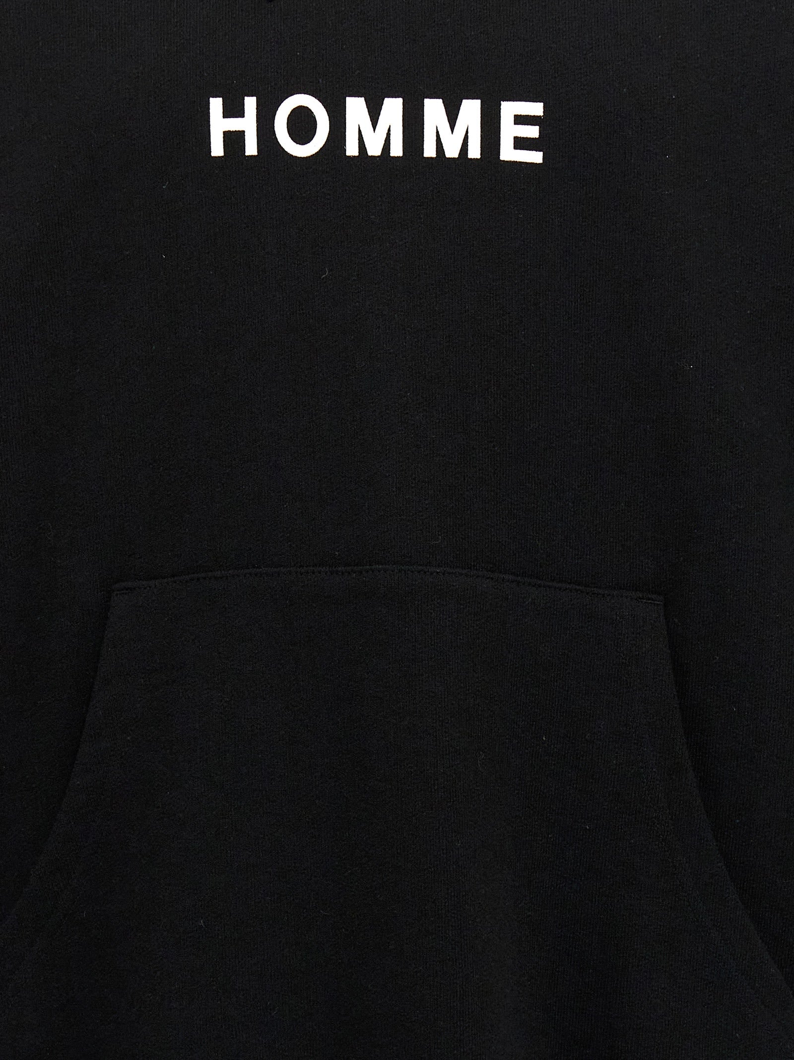 Sweatshirt Hoodie by Comme Des Garçons for men in cotton black, signature & print features a slouchy chic silhouette, detailed with a slouchy chic and a signature for an elevated aesthetic.
