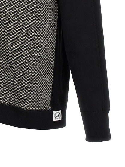 Sweatshirt Hoodie by Junya Watanabe for men in wool cotton bicolour, black, white & jacquard features an luminous silhouette, showcasing a sophisticated and for a truly luminous look.