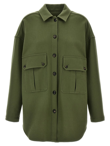 Overshirt by Fortela for women in virgin wool bicolour & green presents a discerning silhouette, showcasing a sophisticated and long-sleeve for a truly discerning finish.