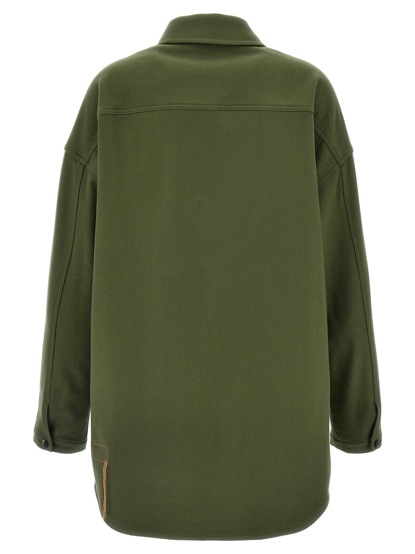 Overshirt by Fortela for women in virgin wool bicolour & green showcases a sharp silhouette, elegantly detailed with a sharp and sharp .