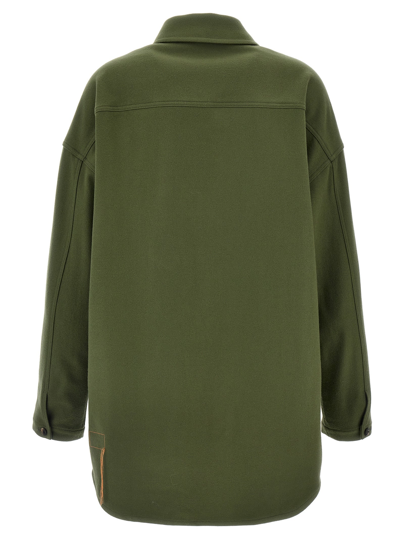 Overshirt by Fortela for women in virgin wool bicolour & green showcases a sharp silhouette, elegantly detailed with a sharp and sharp .