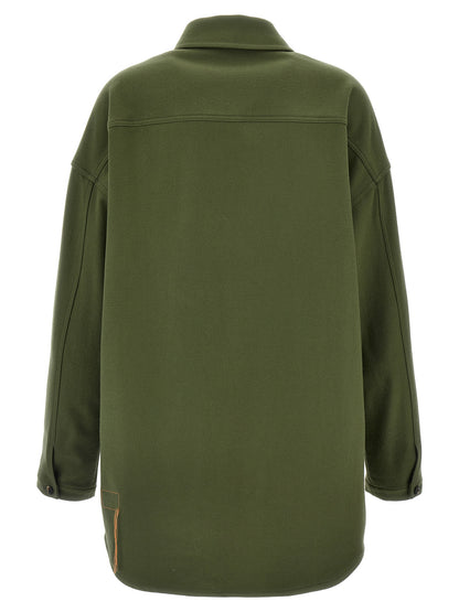 Overshirt by Fortela for women in virgin wool bicolour & green showcases a sharp silhouette, elegantly detailed with a sharp and sharp .