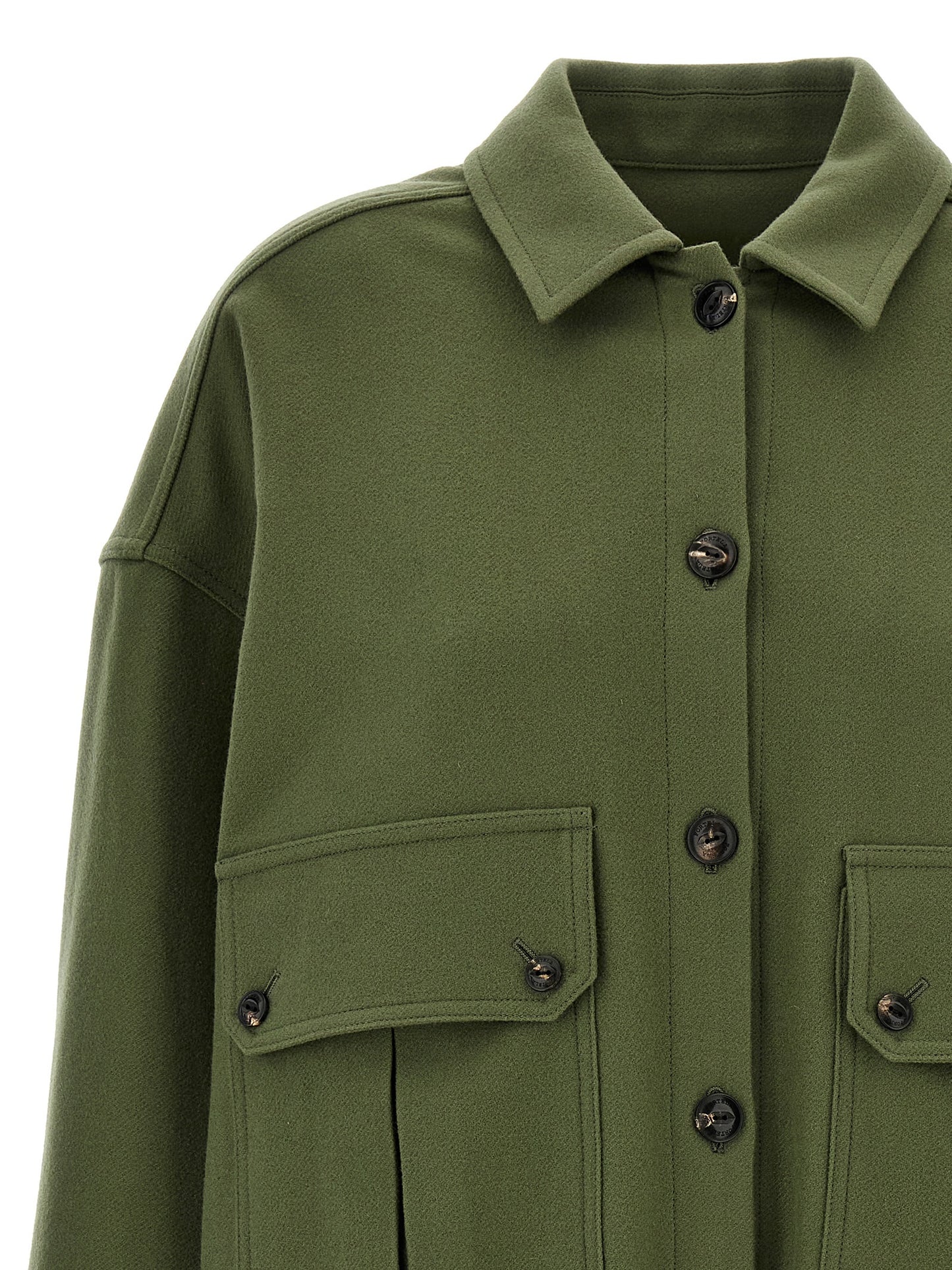 Overshirt by Fortela for women in virgin wool bicolour & green features an polished silhouette, showcasing a sophisticated and detail for a truly polished finish.