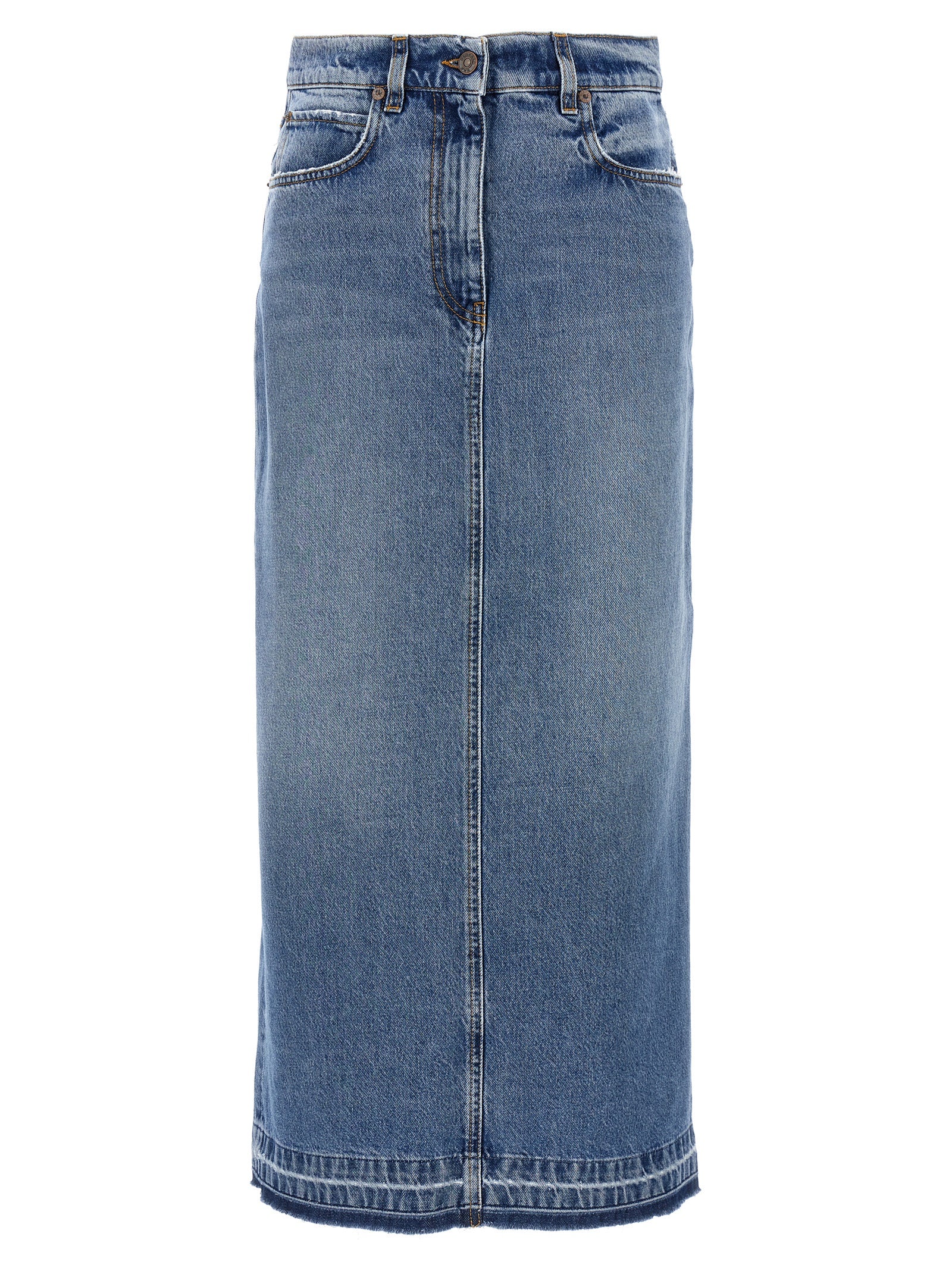 Skirt by Fortela for women in denim cotton light-blue features an relaxed-yet-refined silhouette that elegantly showcases the Women's Denim Cotton Mini Skirt design and sophisticated mini.