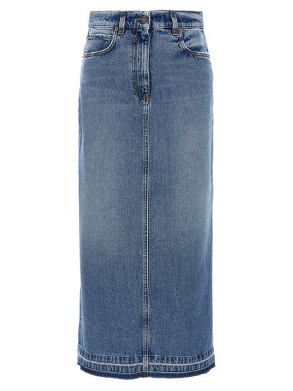 Skirt by Fortela for women in denim cotton light-blue features an relaxed-yet-refined silhouette that elegantly showcases the Women's Denim Cotton Mini Skirt design and sophisticated mini.