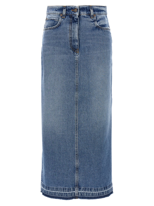 Skirt by Fortela for women in denim cotton light-blue features an relaxed-yet-refined silhouette that elegantly showcases the Women's Denim Cotton Mini Skirt design and sophisticated mini.