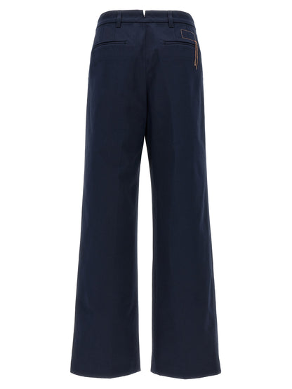 Casual Pants by Fortela for women in cotton blue features a refined silhouette with a refined wide, defined by a and a refined long for a refined finish.