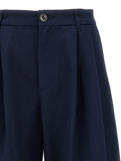 Casual Pants by Fortela for women in cotton blue presents a refined pantology silhouette, artfully defined by a refined pantology wide, long, and a sophisticated .
