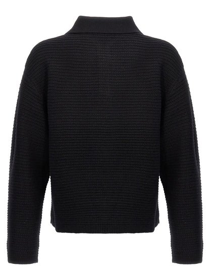 Cardigan by PURPLE for men in wool black & purple showcases a luxurious silhouette, meticulously detailed with a sophisticated and for a refined finish.