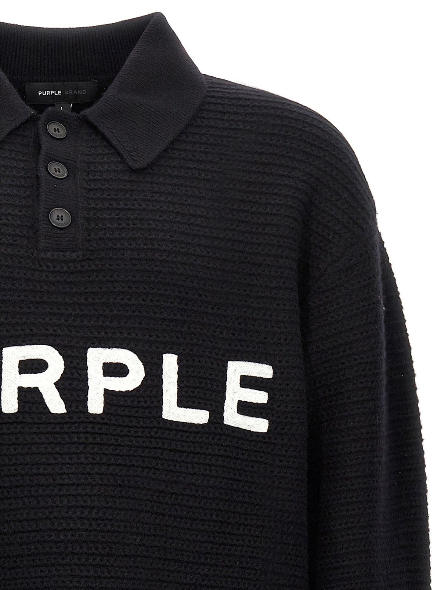Cardigan by PURPLE for men in wool black & purple features an crisp silhouette, showcasing a sophisticated and detail for a truly crisp finish.