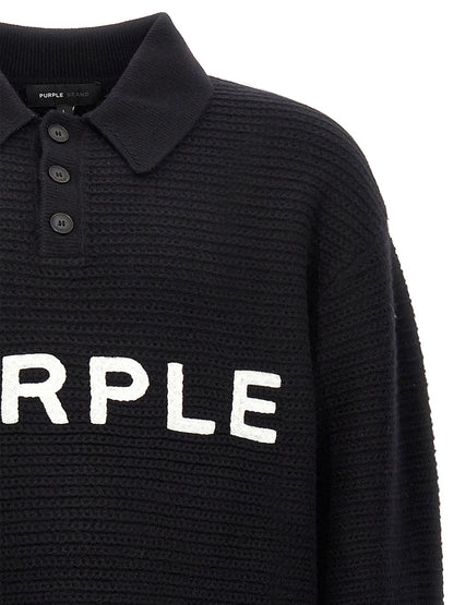 Cardigan by PURPLE for men in wool black & purple features an crisp silhouette, showcasing a sophisticated and detail for a truly crisp finish.