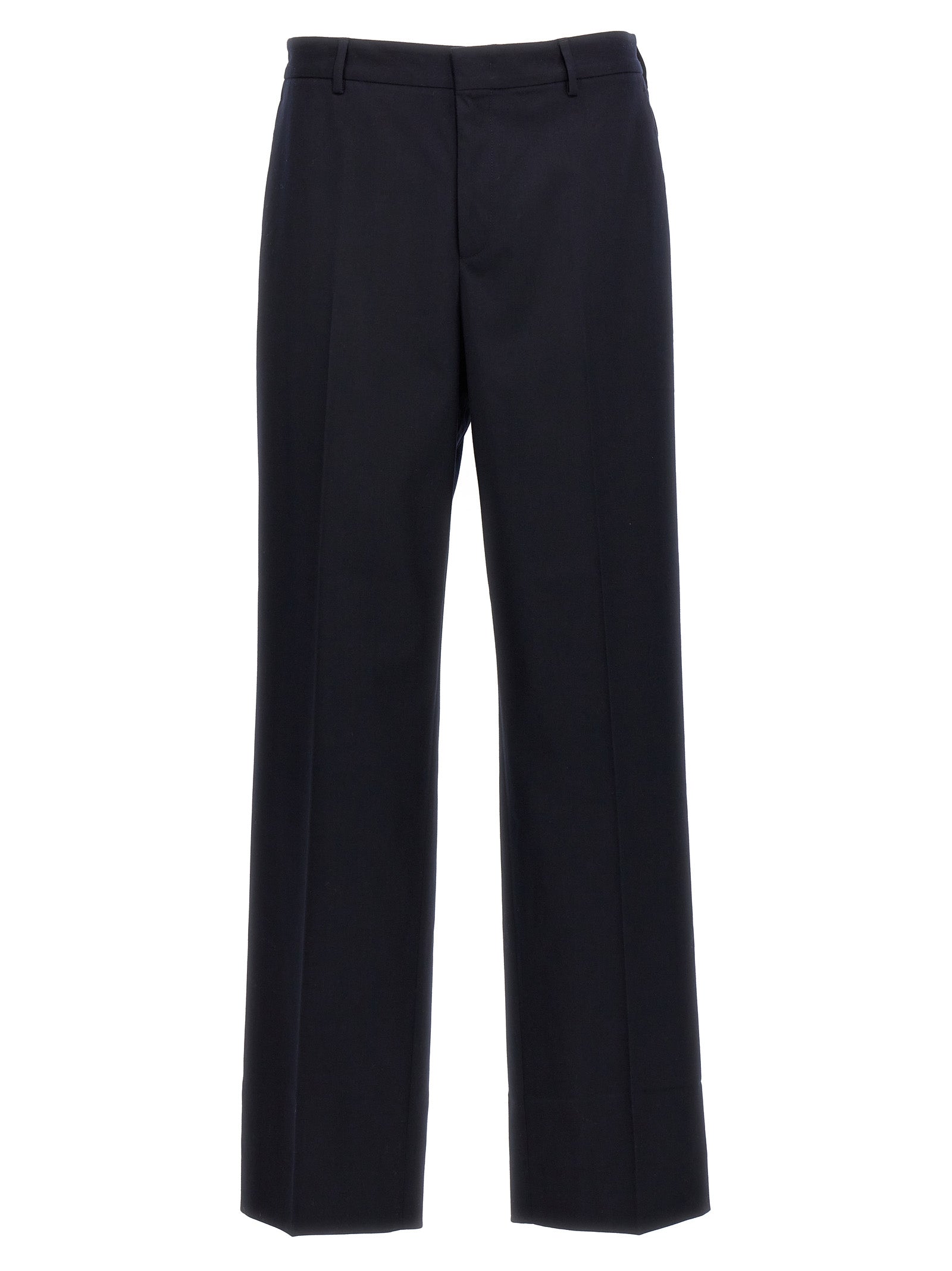 Casual Pants by CELLAR DOOR for men in polyethylene & cotton blue features an refined tailoring silhouette, showcasing a premium straight-leg with a and long cut for a refined tailoring look.