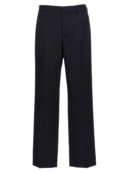 Casual Pants by CELLAR DOOR for men in polyethylene & cotton blue features an refined tailoring silhouette, showcasing a premium straight-leg with a and long cut for a refined tailoring look.