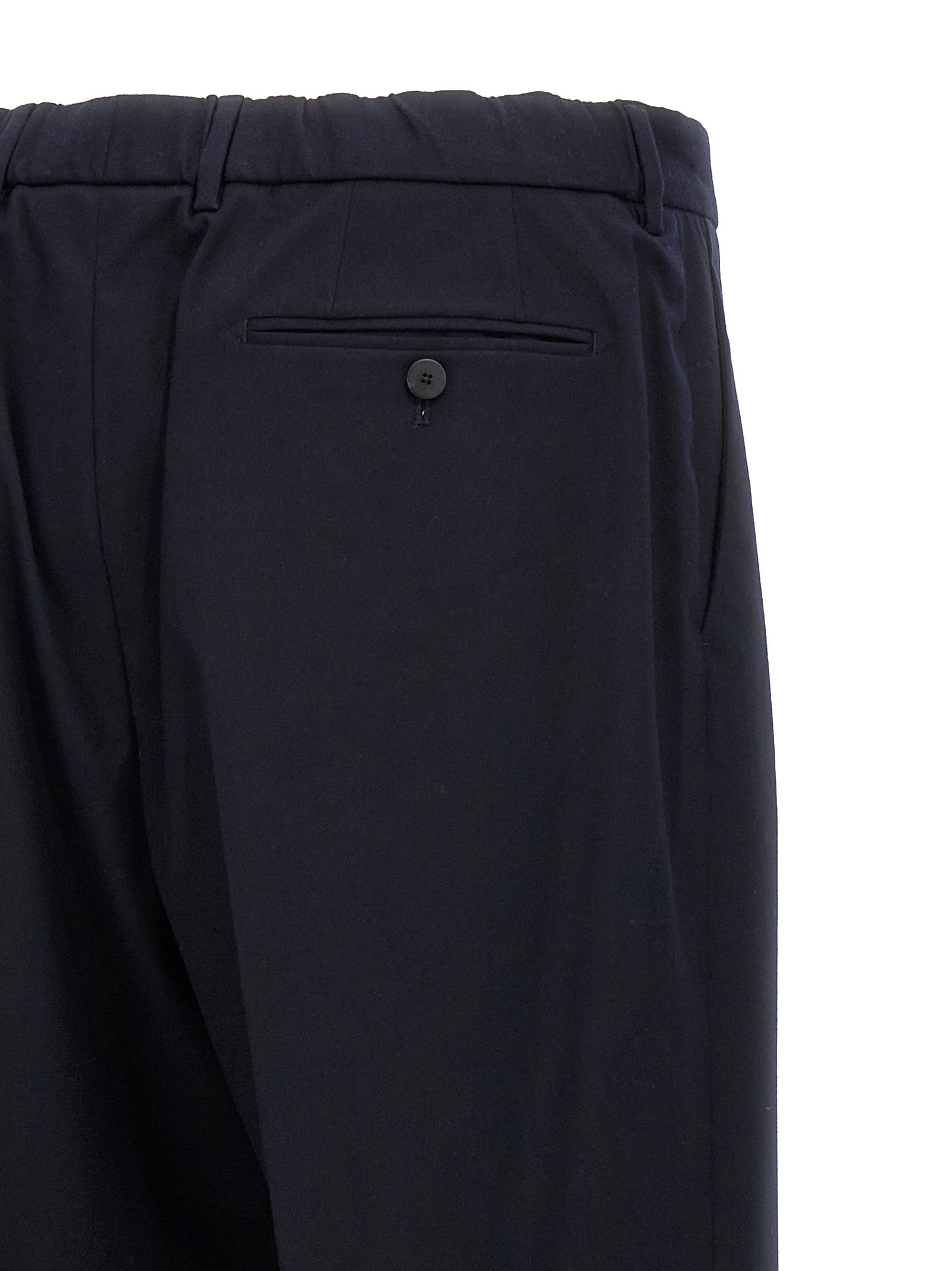 Casual Pants by CELLAR DOOR for men in polyethylene & cotton blue features an refined tailoring silhouette, showcasing a premium straight-leg with a and long cut for a refined tailoring look.