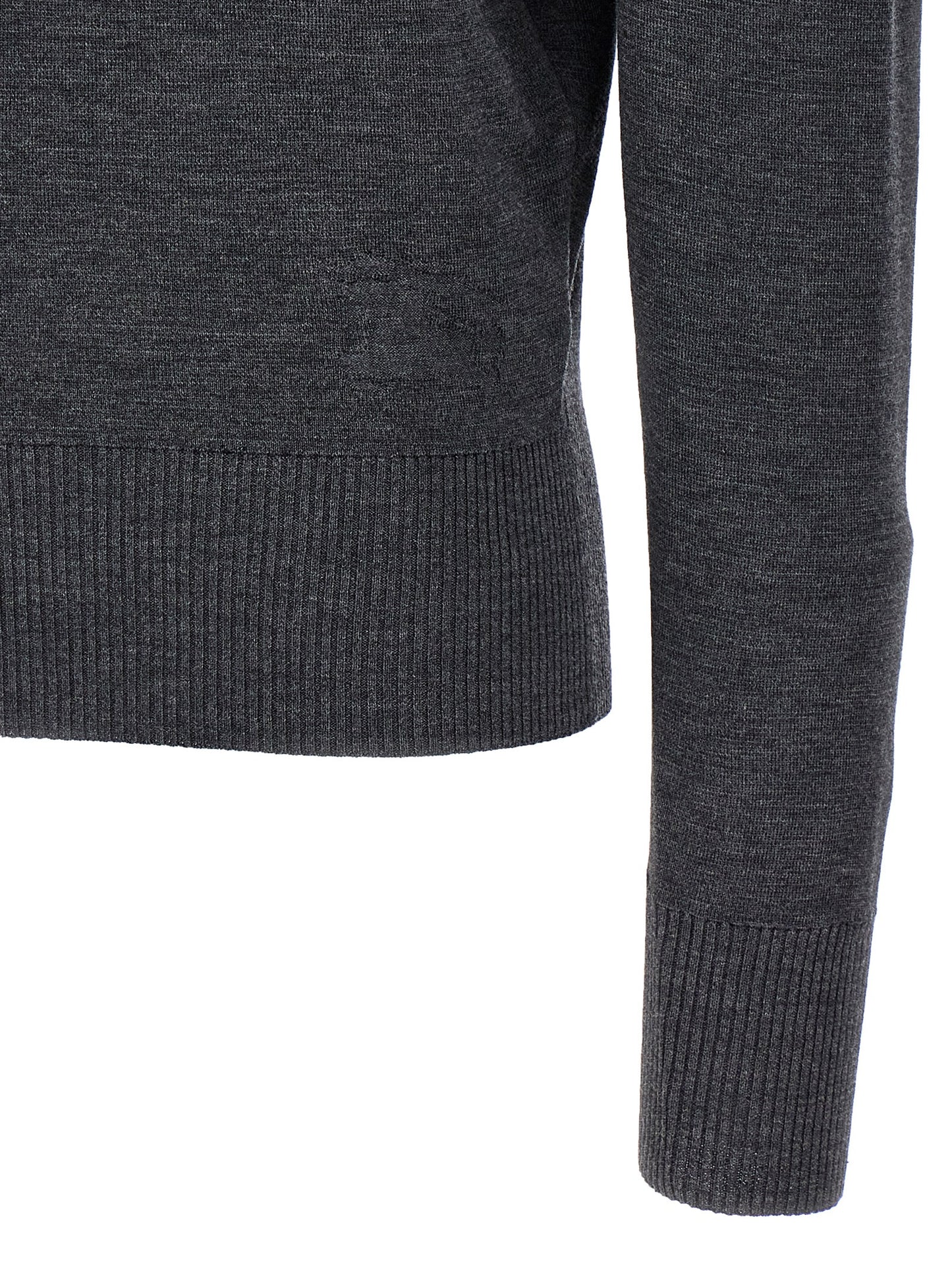 Cardigan by Burberry for women in wool gray features a dramatic silhouette, showcasing a sophisticated and dramatic detail for a timeless, premium look.