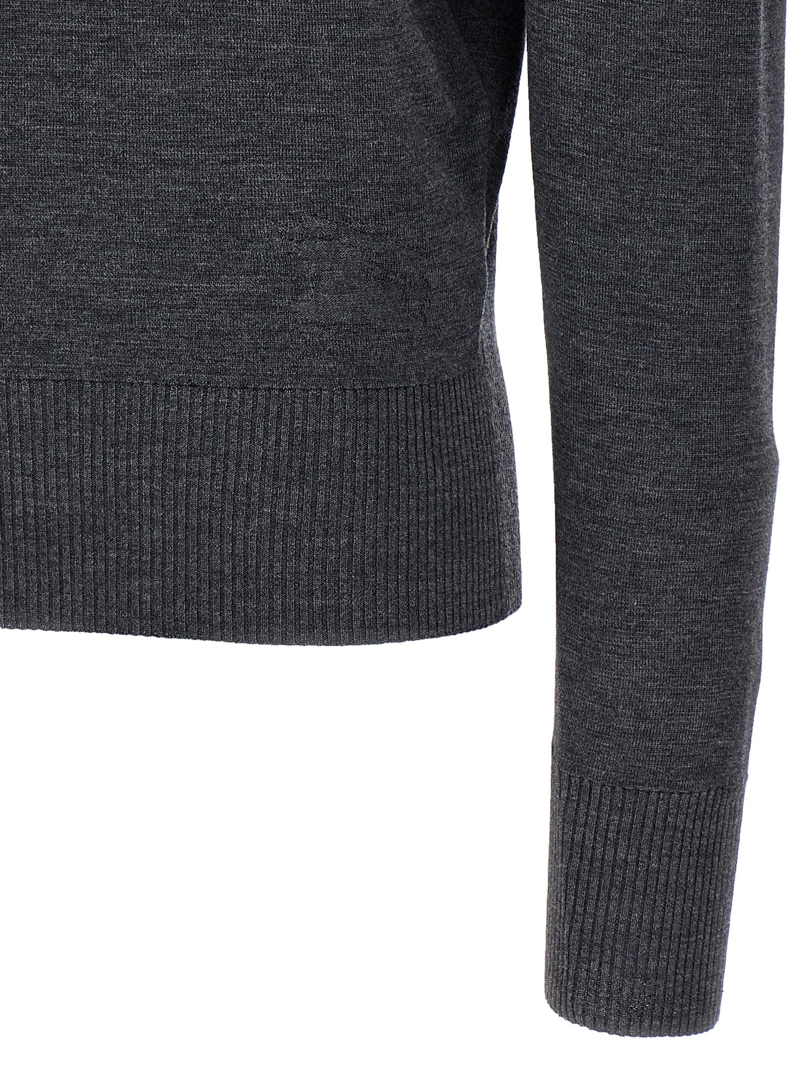 Cardigan by Burberry for women in wool gray features a dramatic silhouette, showcasing a sophisticated and dramatic detail for a timeless, premium look.