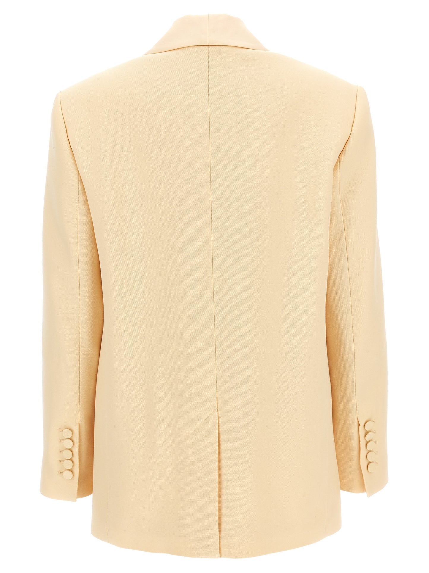 Blazer by Zimmermann for women in wool & polyester beige showcases a discerning silhouette, elegantly detailed with a sophisticated shawl-collar neckline and premium for a truly discerning finish.