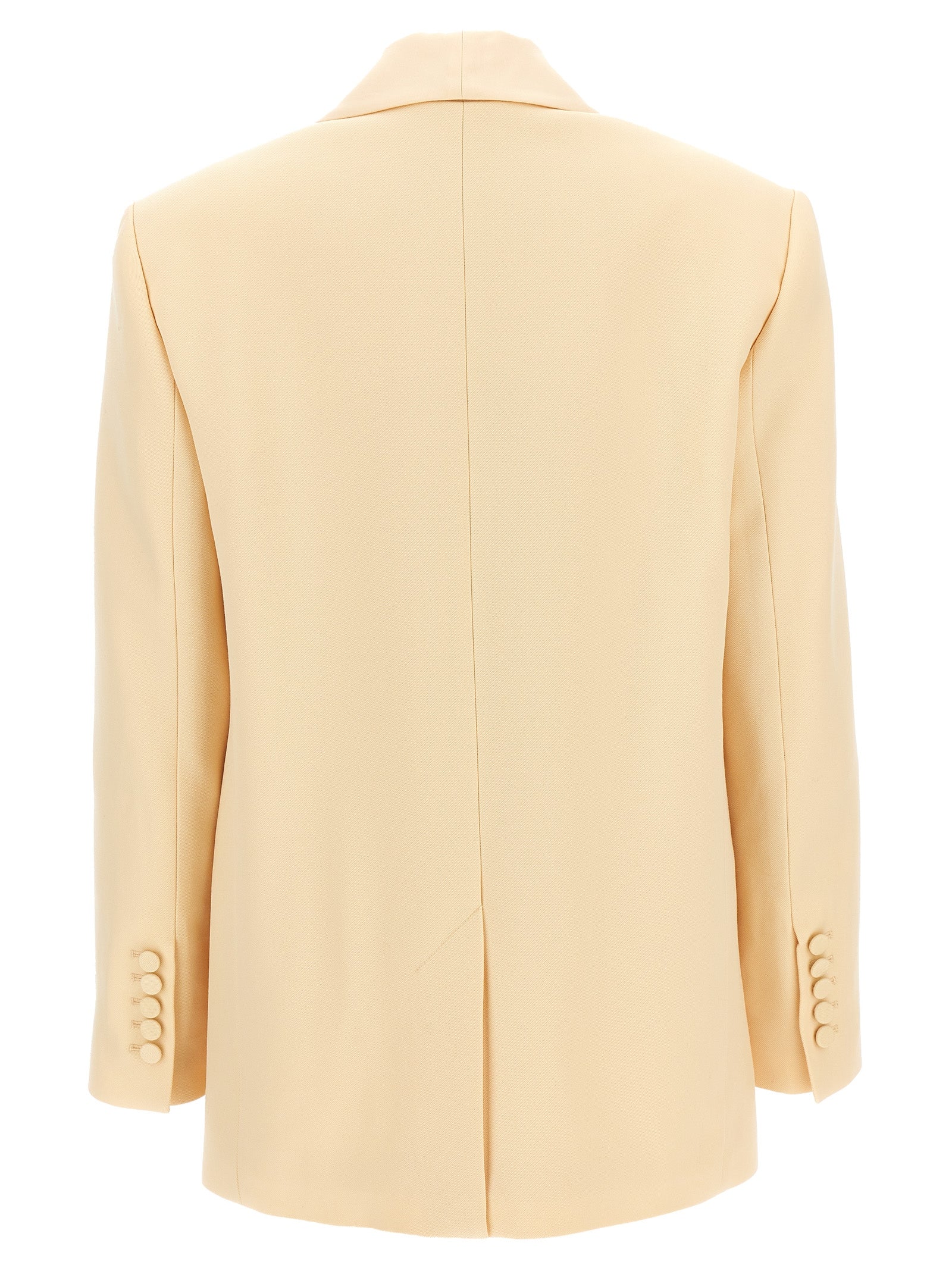Blazer by Zimmermann for women in wool & polyester beige showcases a discerning silhouette, elegantly detailed with a sophisticated shawl-collar neckline and premium for a truly discerning finish.