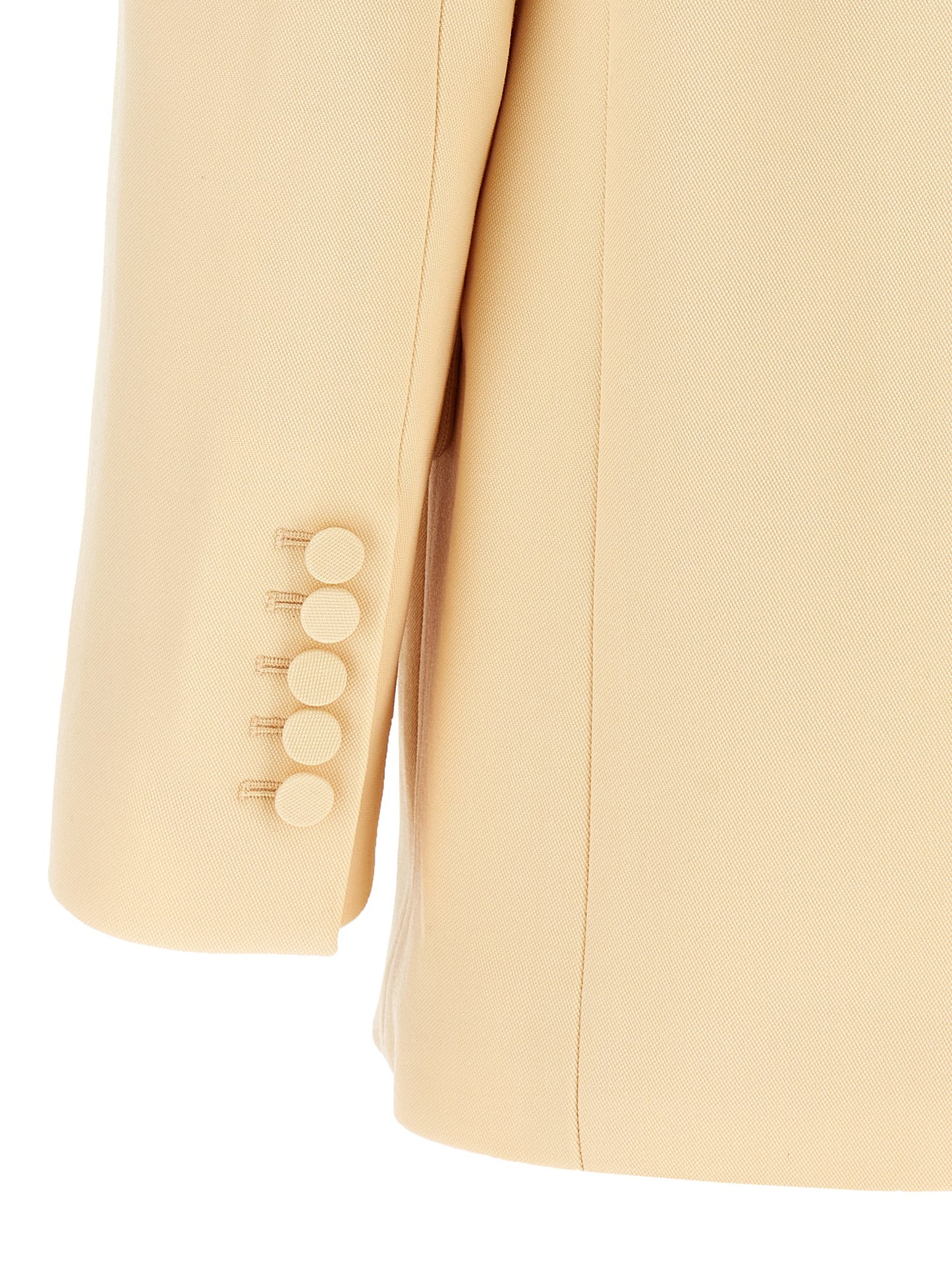 This Blazer by Zimmermann for women in wool & polyester beige presents a tailored silhouette, meticulously tailored with a tailored and distinctive for a tailored finish.