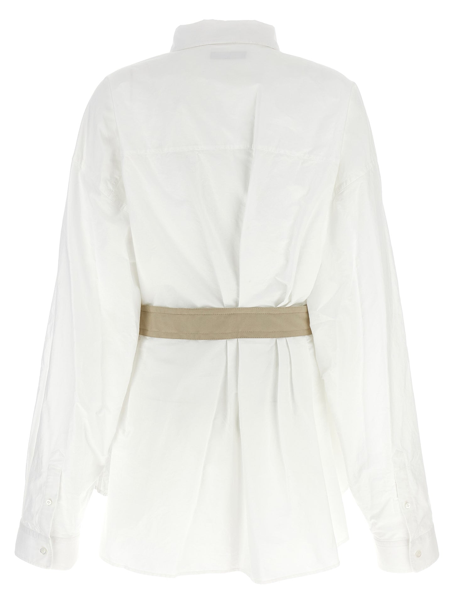 Blouse by Balenciaga for women in cotton white showcases a sleek silhouette, elegantly detailed with a sleek and for a sleek finish.