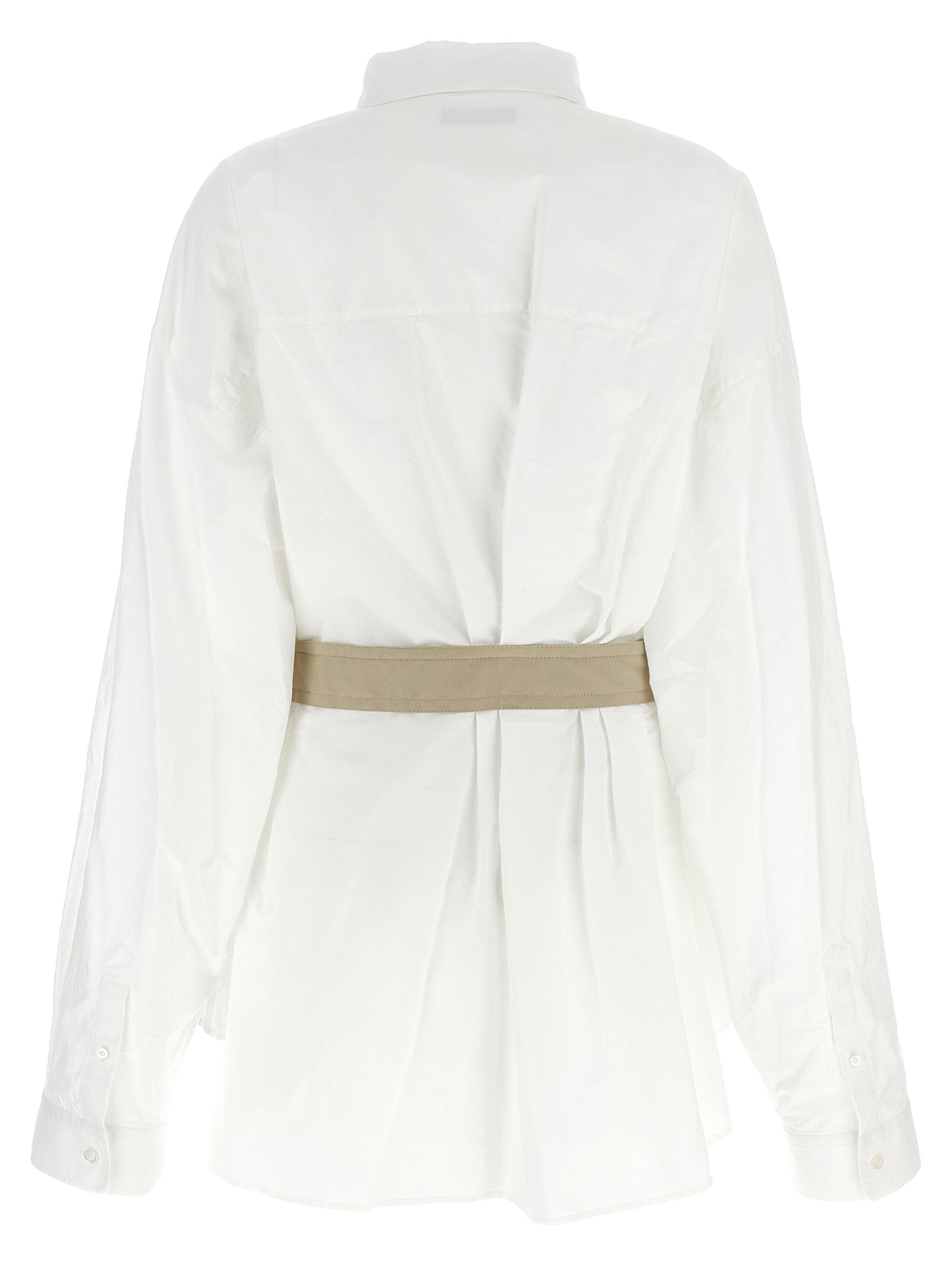 Blouse by Balenciaga for women in cotton white showcases a sleek silhouette, elegantly detailed with a sleek and for a sleek finish.