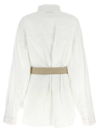 Blouse by Balenciaga for women in cotton white showcases a sleek silhouette, elegantly detailed with a sleek and for a sleek finish.