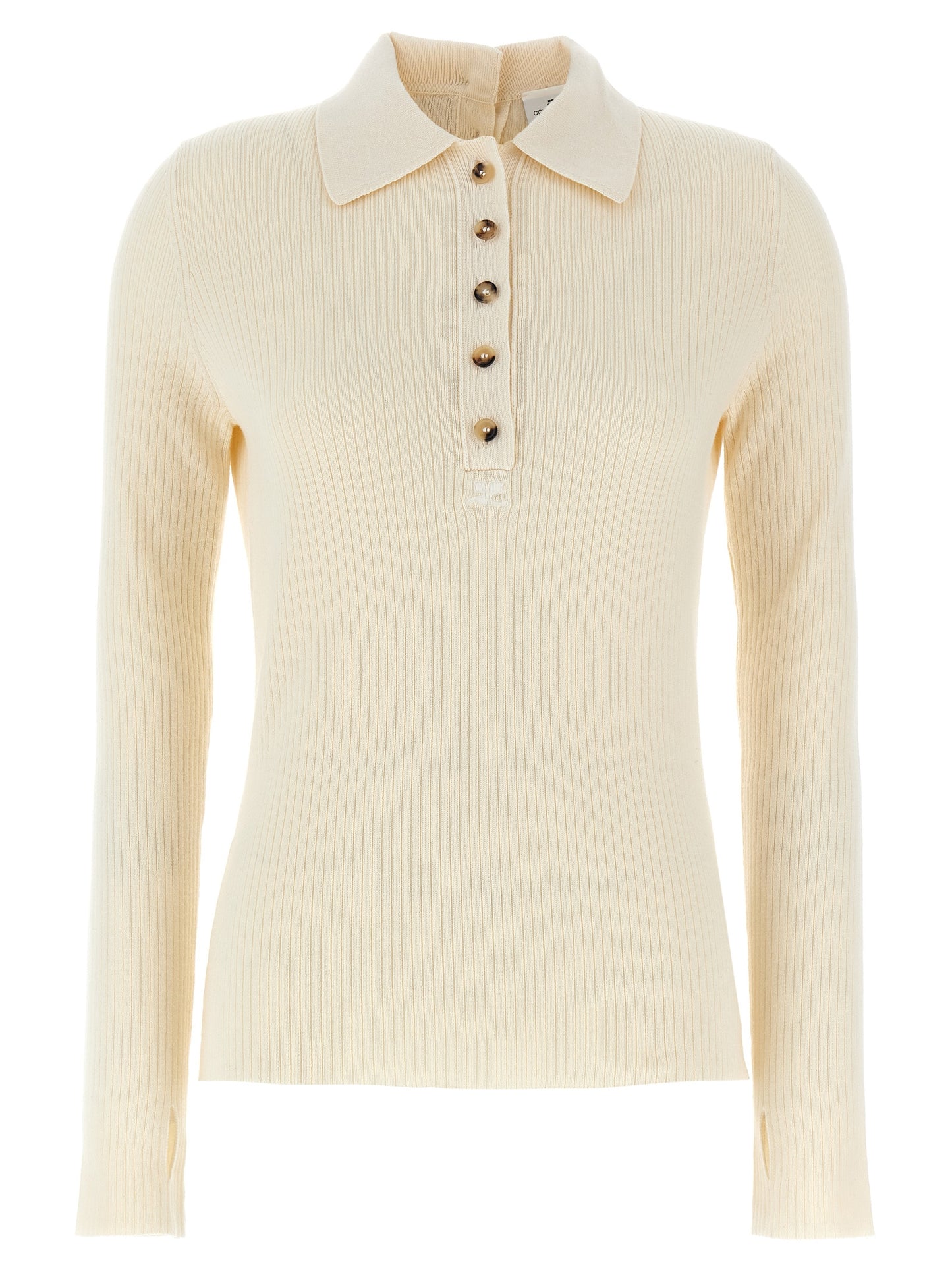 Cardigan by Courrèges for women in wool cotton white features a nuanced silhouette with a refined and nuanced detailing for a sophisticated look.