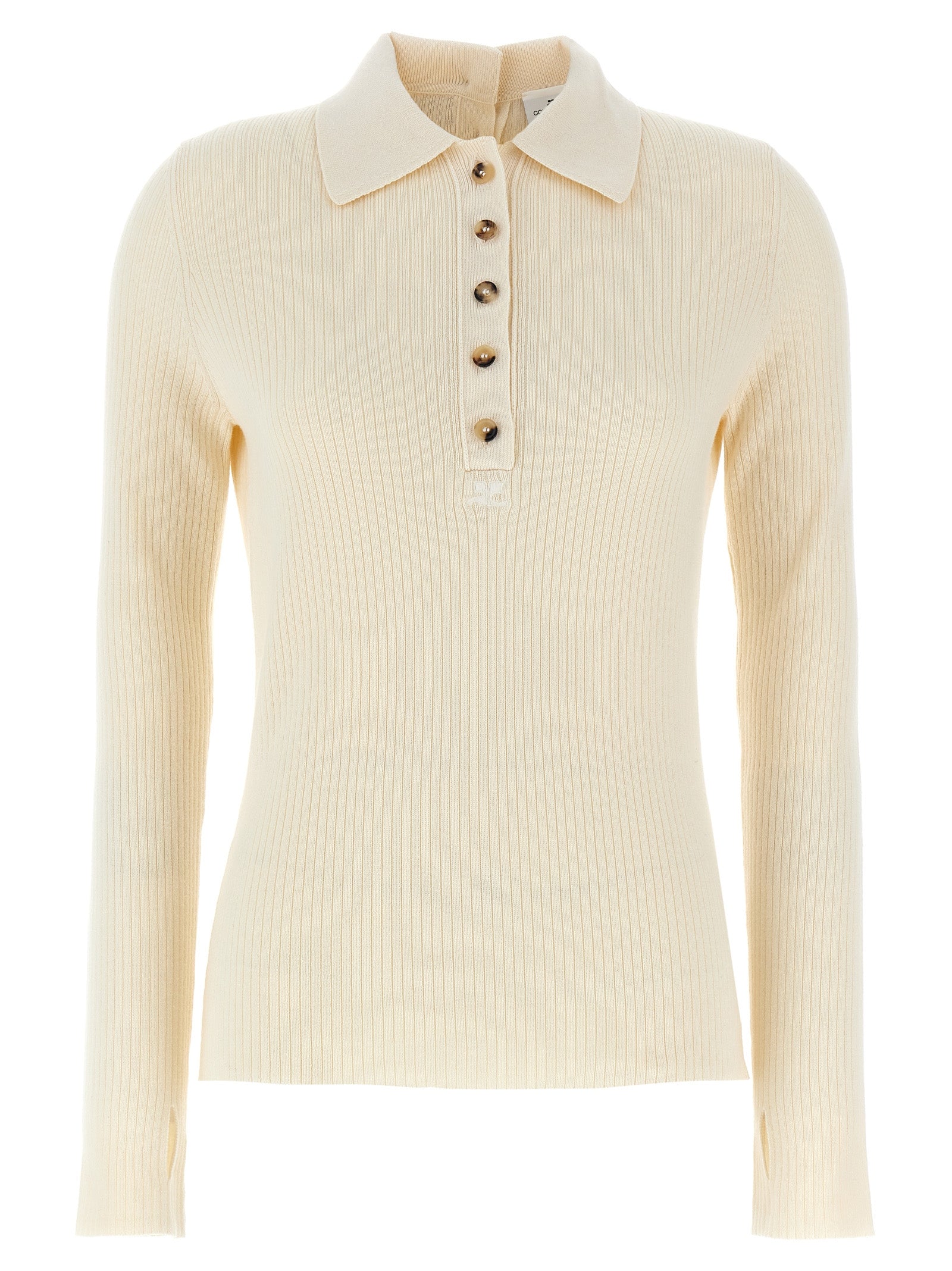 Cardigan by Courrèges for women in wool cotton white features a nuanced silhouette with a refined and nuanced detailing for a sophisticated look.