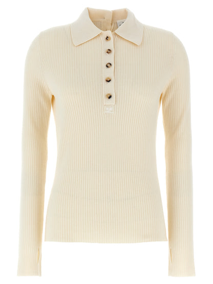 Cardigan by Courrèges for women in wool cotton white features a nuanced silhouette with a refined and nuanced detailing for a sophisticated look.