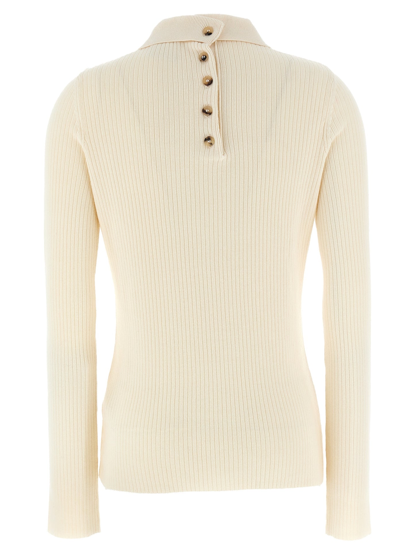 Cardigan by Courrèges for women in wool cotton white features a dramatic silhouette, showcasing a sophisticated and dramatic detail for a timeless, premium look.