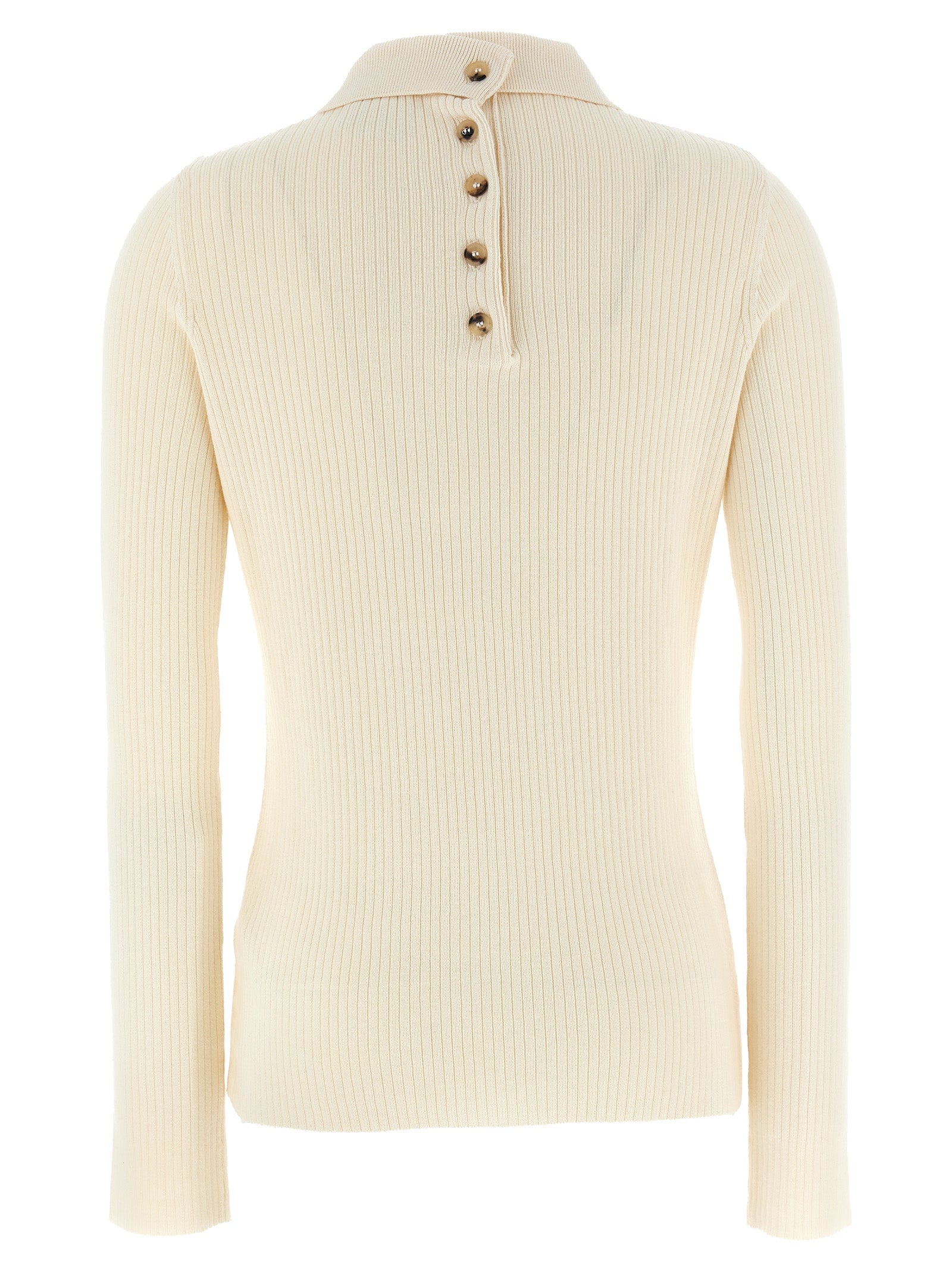 Cardigan by Courrèges for women in wool cotton white features a dramatic silhouette, showcasing a sophisticated and dramatic detail for a timeless, premium look.