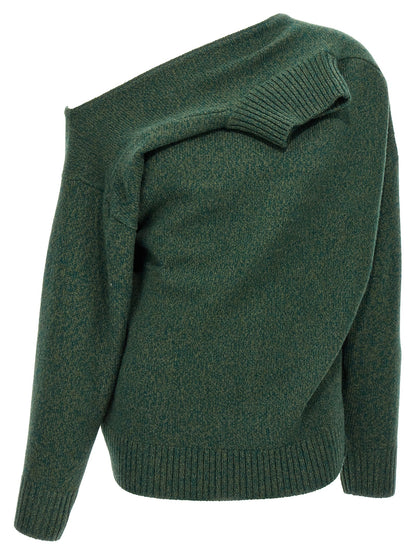 Cardigan by Victoria Beckham for women in cashmere bicolour & green presents a textural silhouette, artfully finished with a textural high-neck neckline and for a sophisticated, textural look.