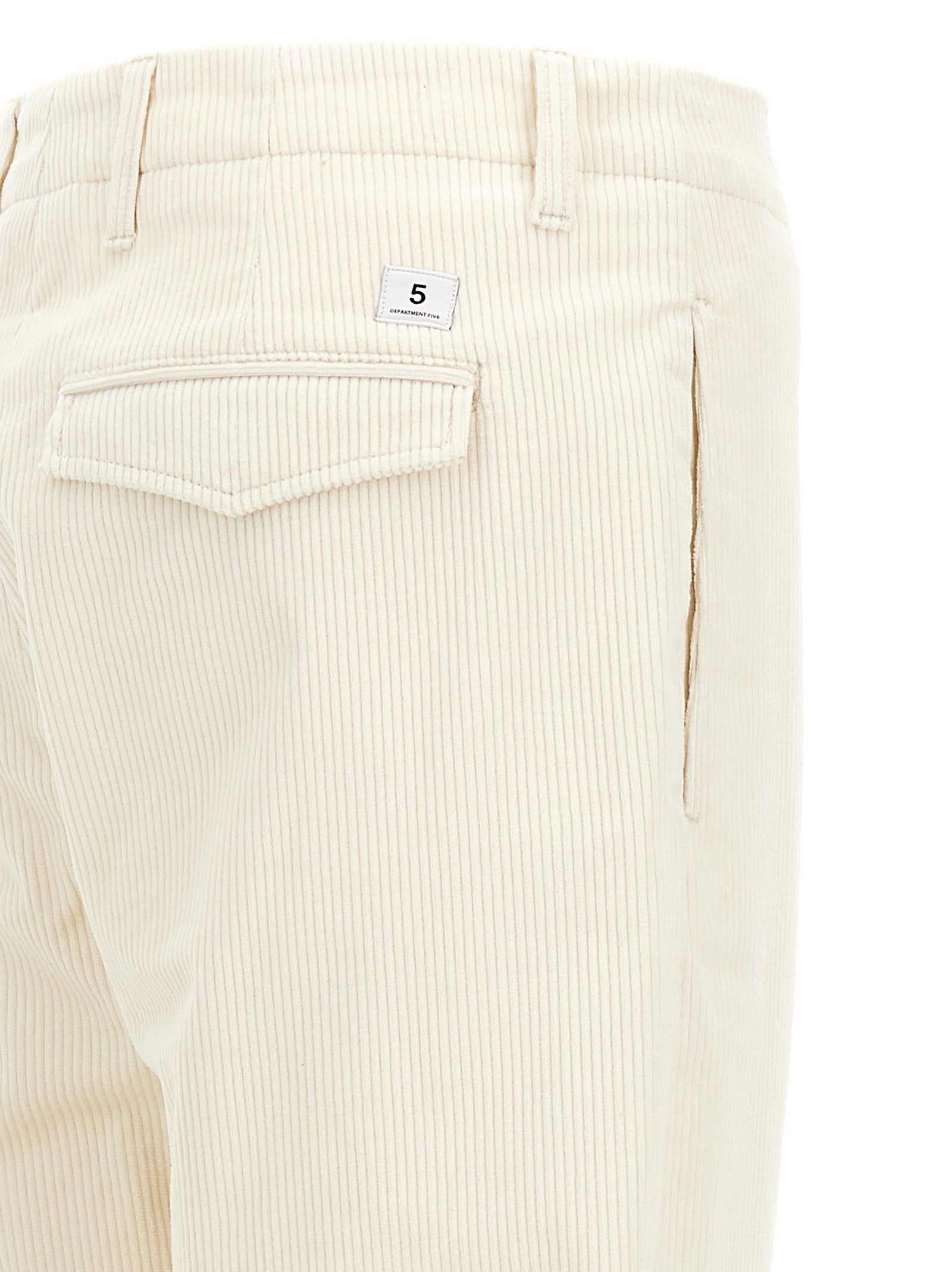 Casual Pants by Department 5 for men in stretch cotton corduroy white presents a tailored silhouette, showcasing a tailored and long cut with a refined for a truly tailored aesthetic.