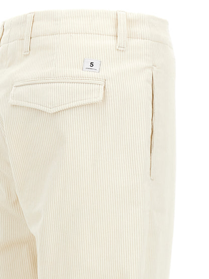 Casual Pants by Department 5 for men in stretch cotton corduroy white presents a tailored silhouette, showcasing a tailored and long cut with a refined for a truly tailored aesthetic.