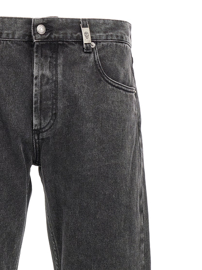 Jeans by Alexander McQueen for men in denim cotton black presents a refined pantology silhouette, artfully defined by a refined pantology straight-leg, long, and a sophisticated .