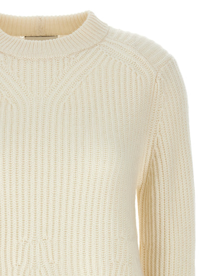 Cardigan by Loulou De Saison for women in cashmere white features a nuanced silhouette with a refined crew neckline and nuanced detailing for a sophisticated look.