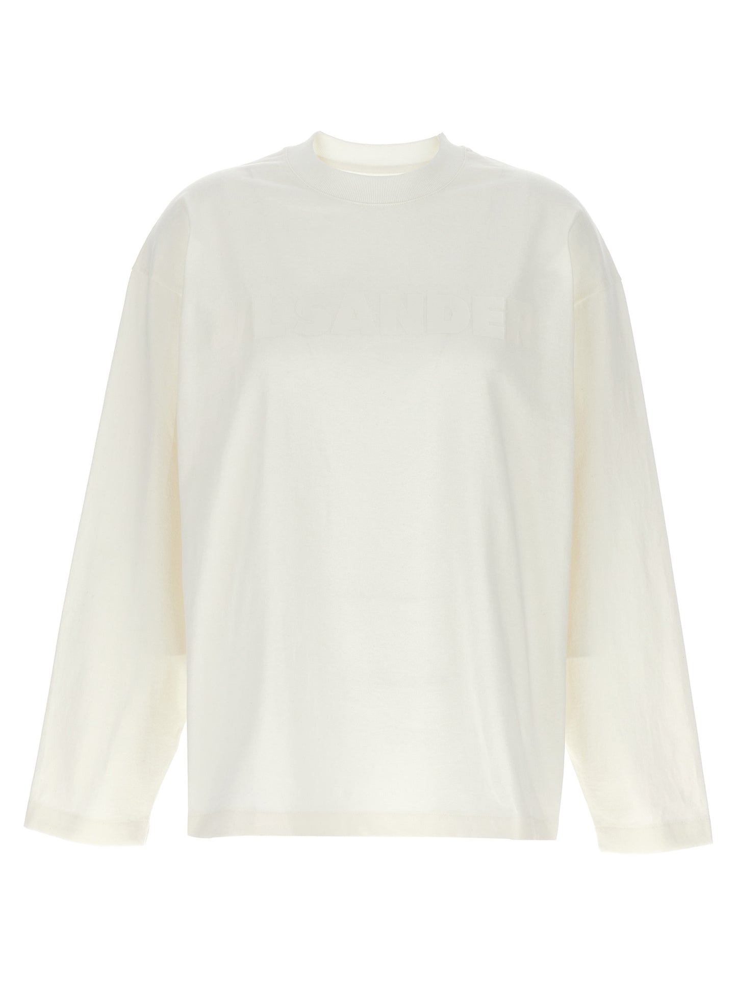 T-Shirt by Jil Sander for women in cotton white & print features an on trend silhouette, perfectly showcasing a on trend long-sleeve and crew neckline for an elevated aesthetic.