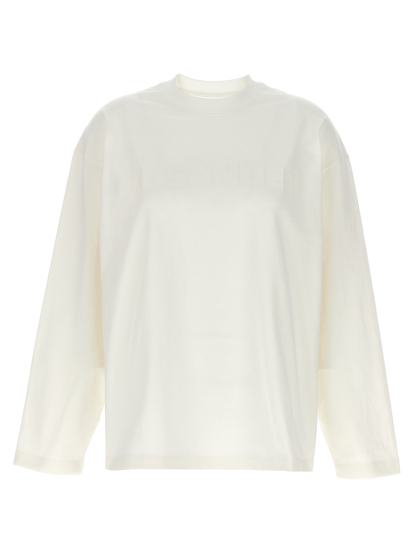 T-Shirt by Jil Sander for women in cotton white & print features an on trend silhouette, perfectly showcasing a on trend long-sleeve and crew neckline for an elevated aesthetic.