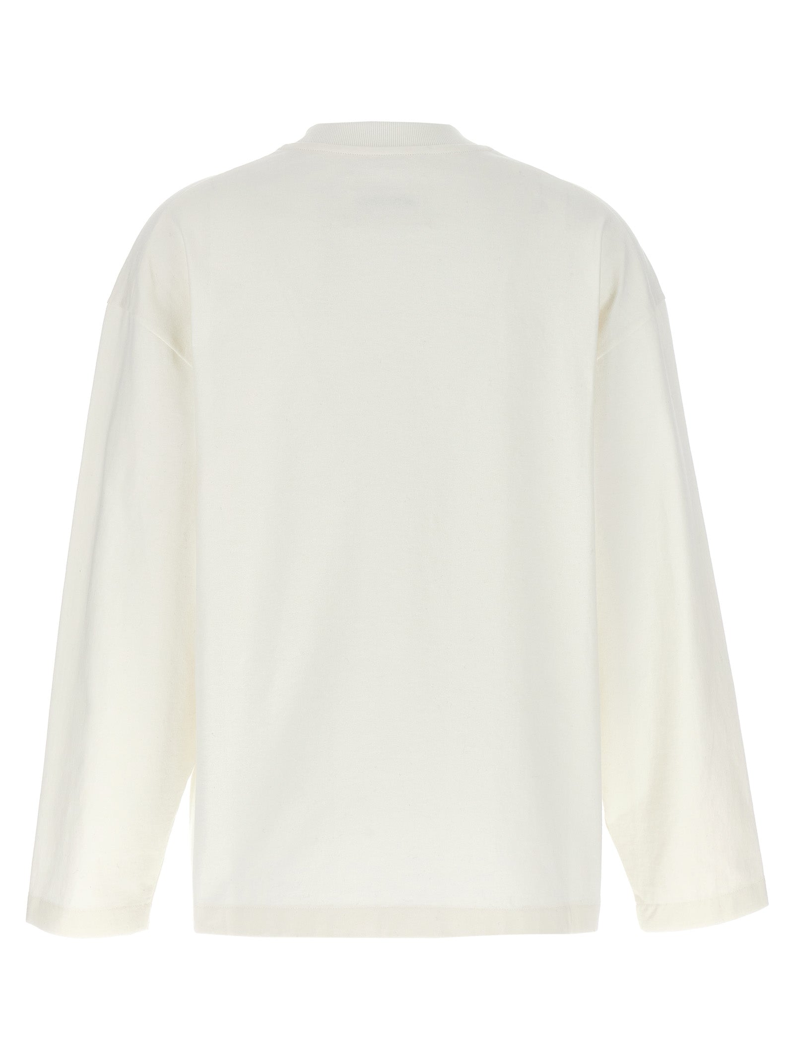 T-Shirt by Jil Sander for women in cotton white & print showcases a unassuming silhouette, artfully detailed with a refined crew neckline and unassuming for a sophisticated, contemporary look.