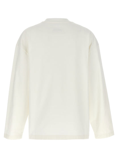 T-Shirt by Jil Sander for women in cotton white & print showcases a unassuming silhouette, artfully detailed with a refined crew neckline and unassuming for a sophisticated, contemporary look.