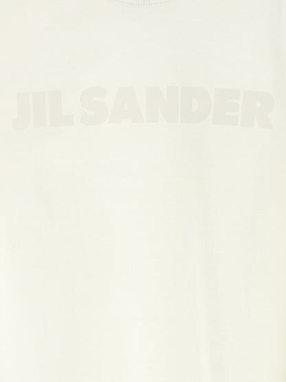 T-Shirt by Jil Sander for women in cotton white & print showcases a fashionable silhouette, elegantly detailed with a fashionable and for a sophisticated, high-fashion look.