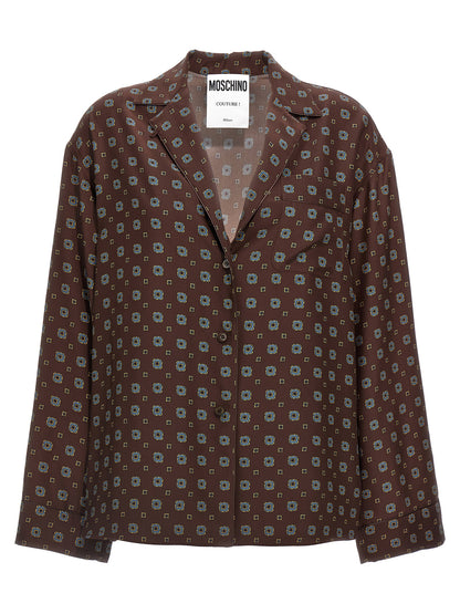 Blouse by Moschino for women in silk brown, patterned & print features an polished silhouette, showcasing a sophisticated and long-sleeve detail for a truly polished finish.