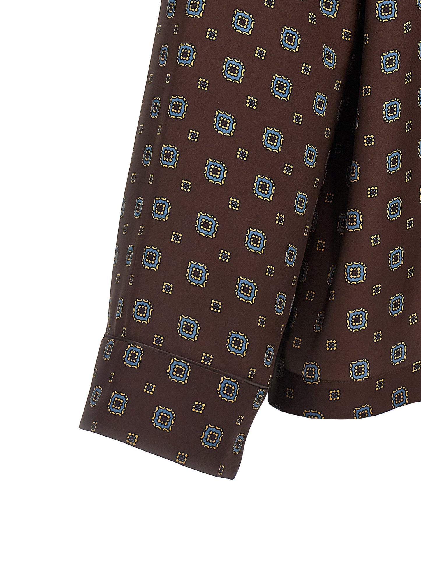 Blouse by Moschino for women in silk brown, patterned & print showcases a sublime silhouette, artfully detailed with a sublime and for a sophisticated, sublime finish.