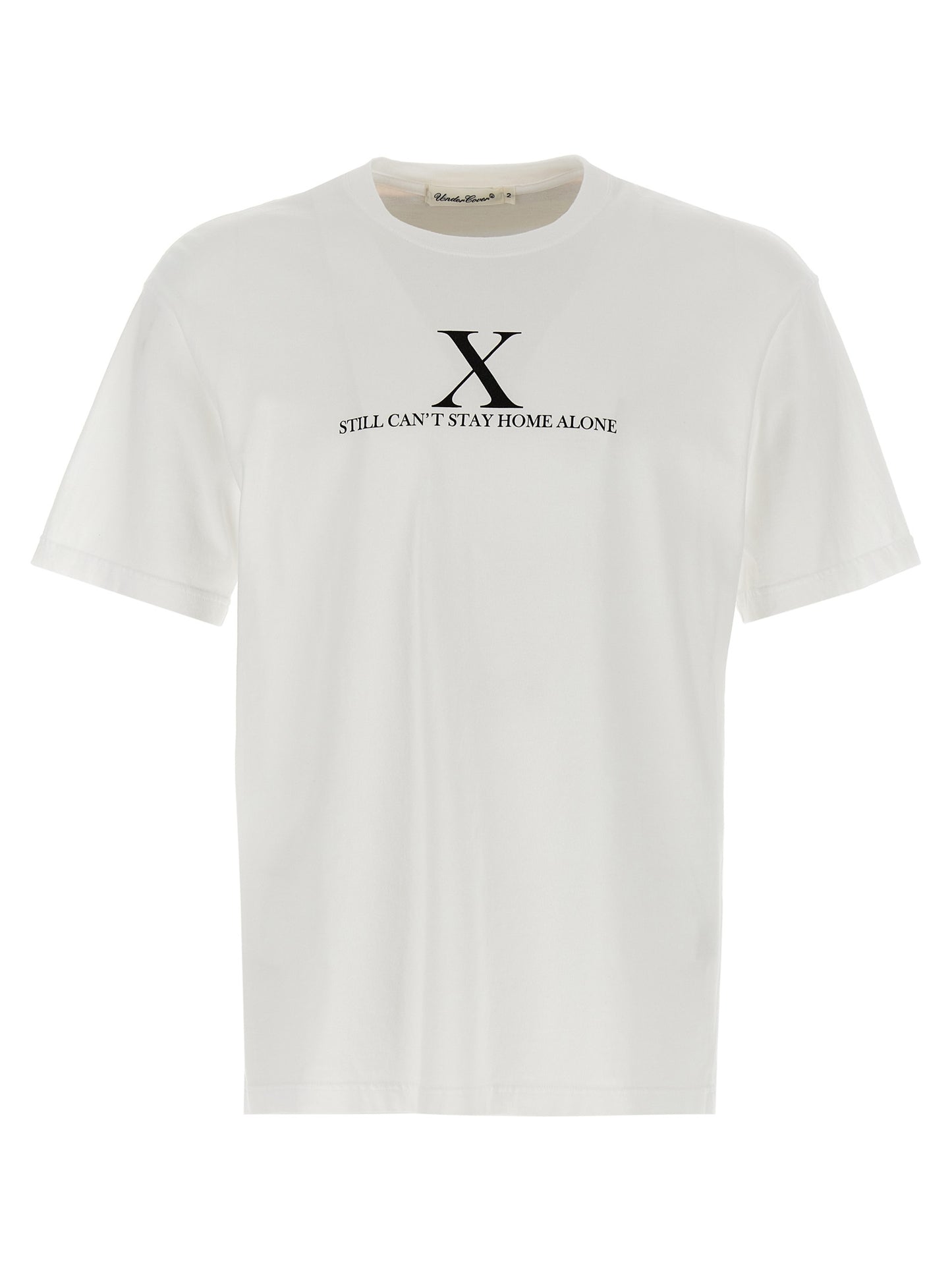 T-Shirt by Undercover for women in cotton white & print showcases a fashionable silhouette, elegantly detailed with a fashionable short-sleeve and crew neckline for a sophisticated, high-fashion look.