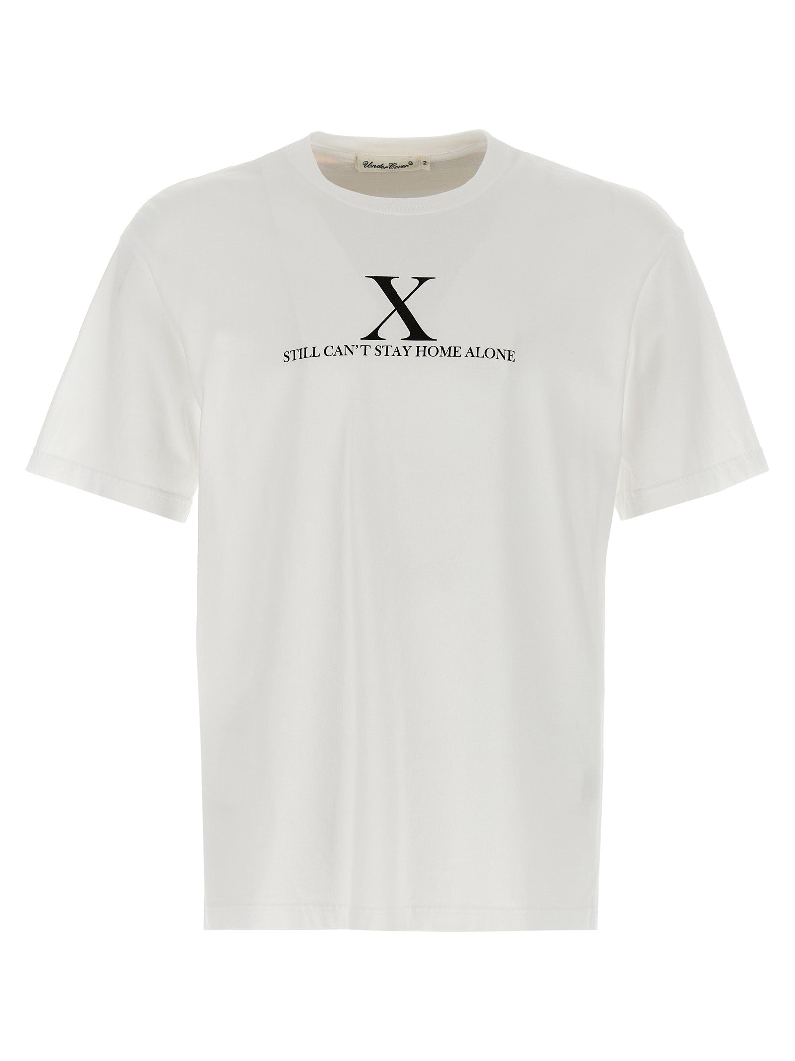T-Shirt by Undercover for women in cotton white & print showcases a fashionable silhouette, elegantly detailed with a fashionable short-sleeve and crew neckline for a sophisticated, high-fashion look.