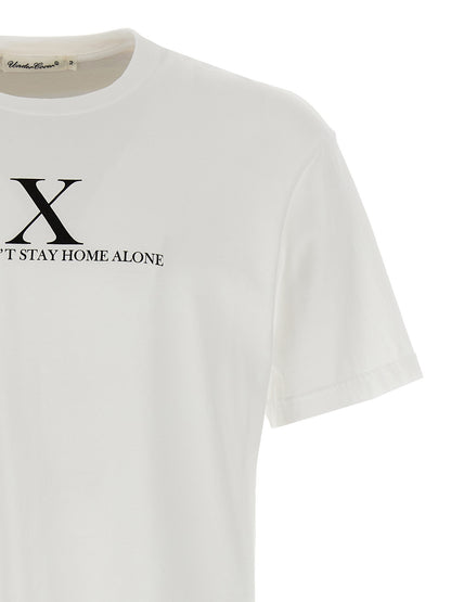 T-Shirt by Undercover for women in cotton white & print showcases a unassuming silhouette, artfully detailed with a refined crew neckline and unassuming for a sophisticated, contemporary look.