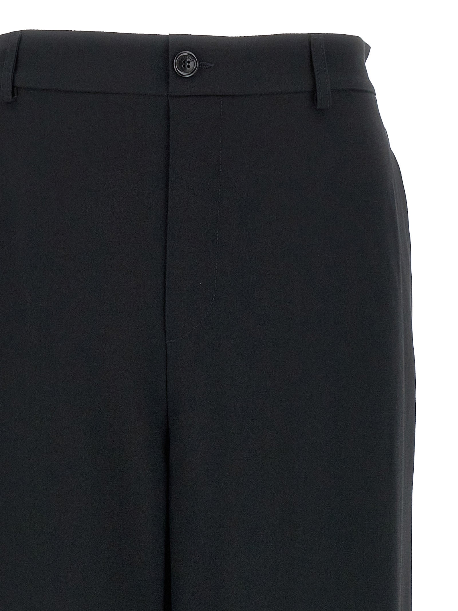 Chinos Pants by Moschino for women in acetate & viscose black presents a sartorial luxe silhouette, showcasing a sophisticated with a long and for a premium, sartorial luxe finish.